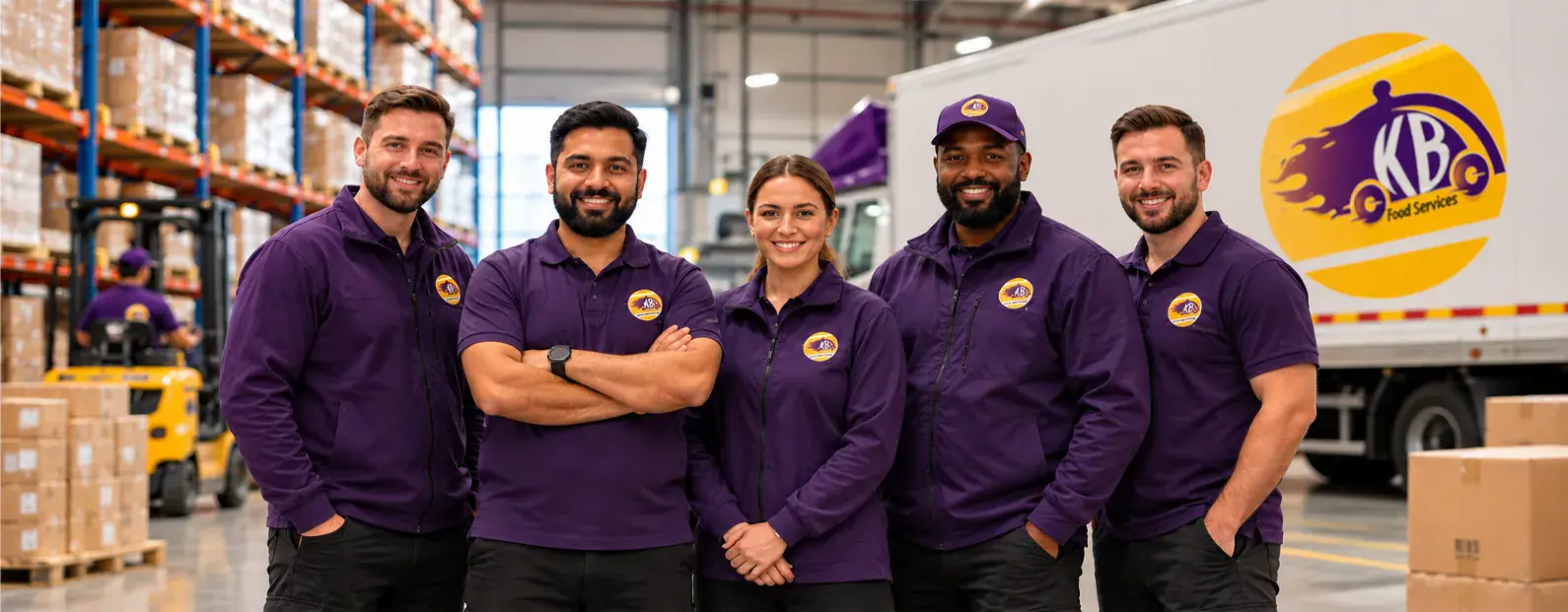 The KB Food Services team in the warehouse
