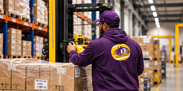 KB Food Services warehouse operative moving stock