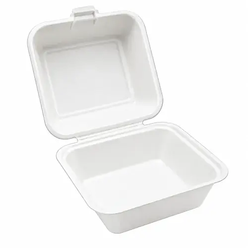 BHB6 6X6" Bagasse White Clamshell (1 x 200)