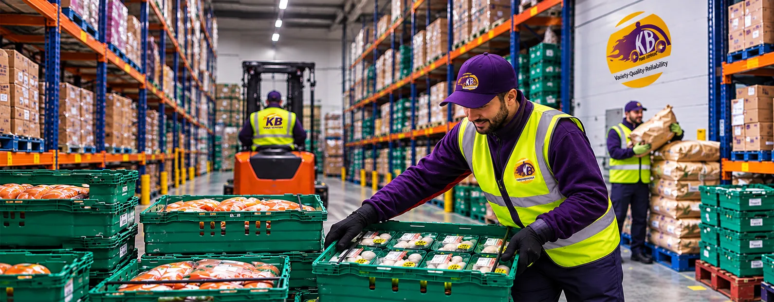 KB Food Services warehouse team picking an order