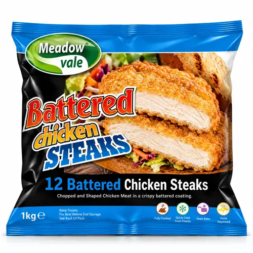 Meadowvale Battered Chicken Steak Burger (72X85G) (1x6)