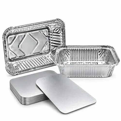 No.6A Foil Containers & Poly Coated Lids Containers (500 Pcs), Lids (500 Pcs)
